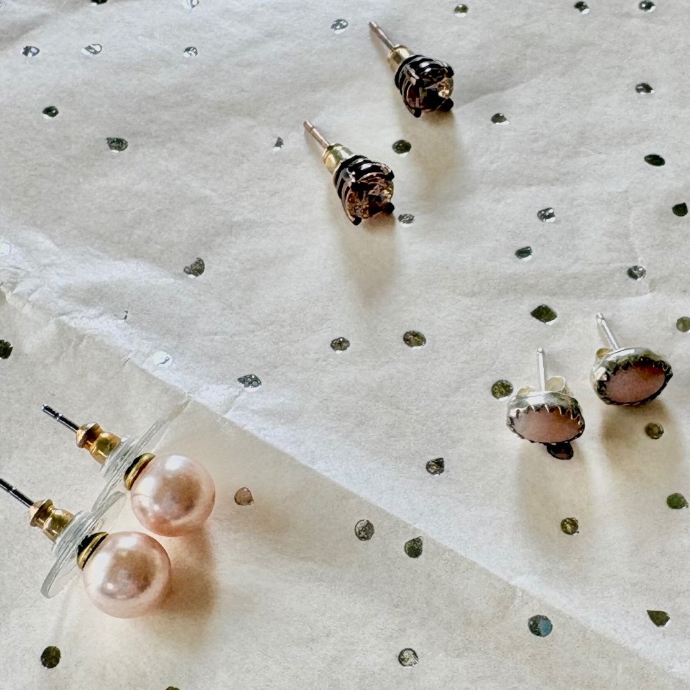 Set of 3 Pink Earrings – Stud Collection